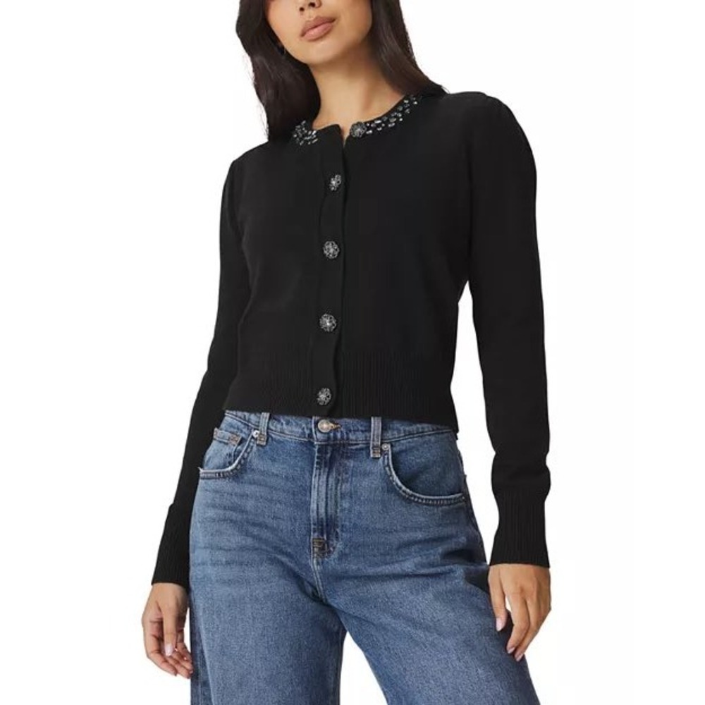 Splendid Collection Black Jewel Embellished Cardigan Sweater RW5K980 NWT L